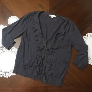 Donated* Ruffle front cool gray cardigan